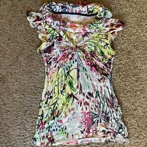 Anthropologie Velvet Multicolored Cowl Neck Stirred Top, Size S